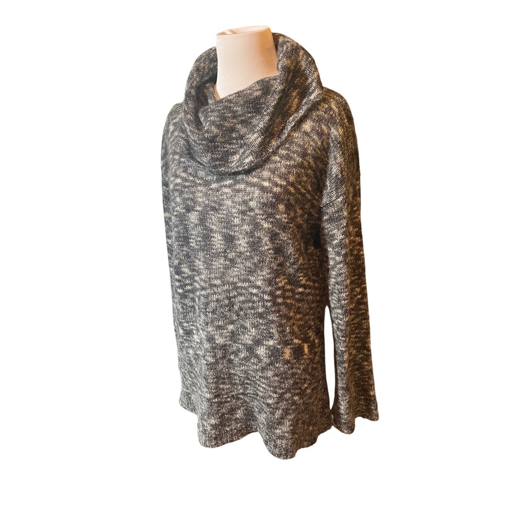 Anne Klein Gray Marled Mohair Blend Cowl Neck Sweater Women's L‎ Soft Cozy Knit - Picture 2 of 11